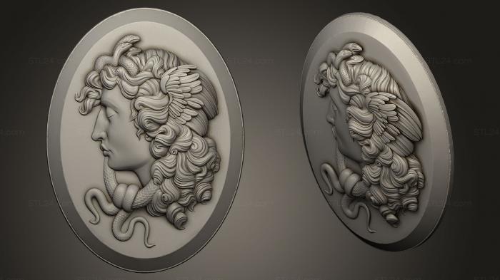 Горельефы и барельефы фэнтези (Камея медузы, GRLFF_0009) 3D модель для ЧПУ станка